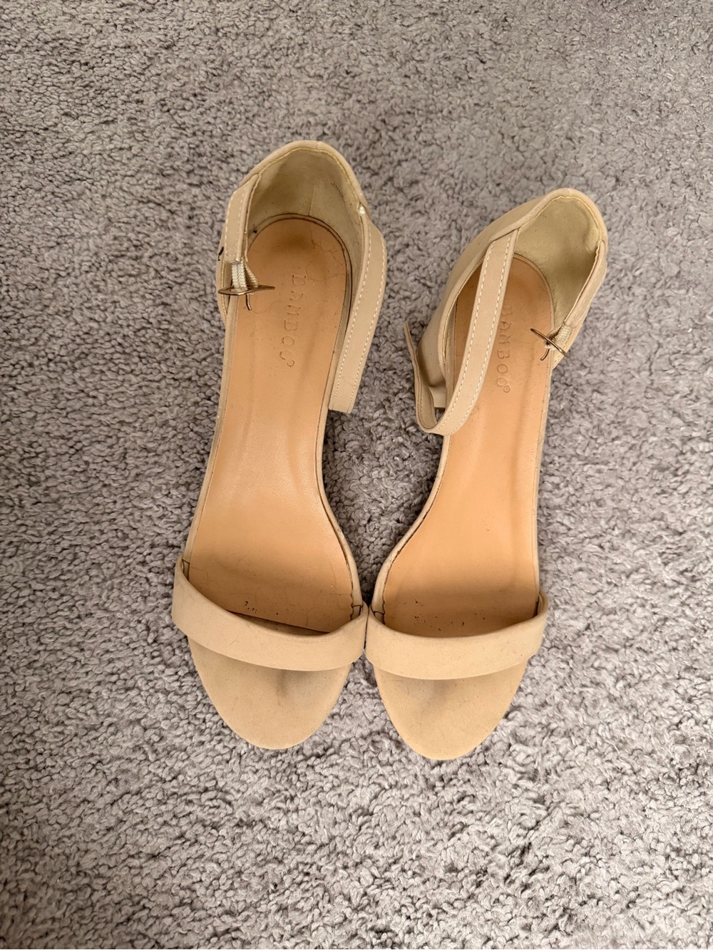 Beige Open-Toe Ankle Strap Heels - Women